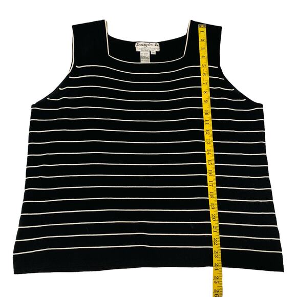 JOSEPH A. Woman 3x Knit Tank Top Sleeveless Pullover Black Skinny White Stripes - Picture 6 of 8